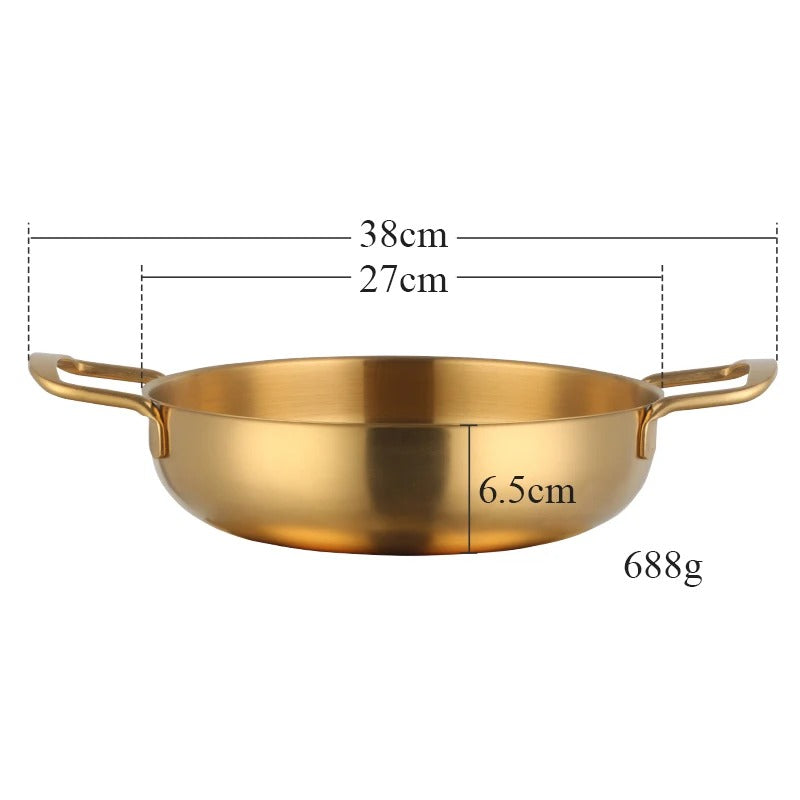 Anygleam Stock Pot Gold-L Stainless Steel HotPot Without Lid Single-Layer Cooking Soup Noodle Sea Food Home Kitchen Restaurant Tools-Pots-PEROZ Accessories