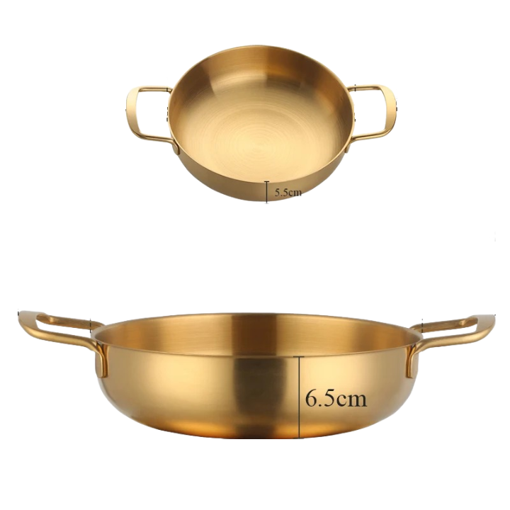 Anygleam Stock Pot 2pcs Gold-S-L Stainless Steel HotPot Without Lid Single-Layer Cooking Soup Noodle Sea Food Home Kitchen Restaurant Tools-Pots-PEROZ Accessories