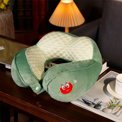 Anypack Neck Pillow Green Watermelon Travel U-shaped Cartoon Cute Comfortable Sleep Headrest-Neck Pillow-PEROZ Accessories