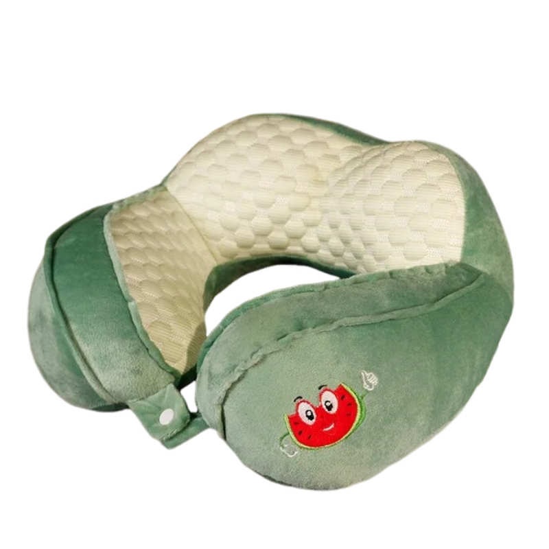 Anypack Neck Pillow Green Watermelon Travel U-shaped Cartoon Cute Comfortable Sleep Headrest-Neck Pillow-PEROZ Accessories