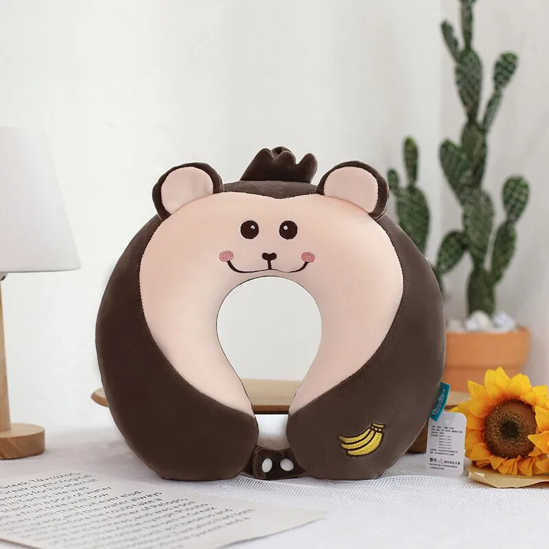 Anypack Neck Pillow Monkey Cartoon Memory Cotton U-shaped Soft Fluffy Comfortable Sleep Headrest-Neck Pillow-PEROZ Accessories