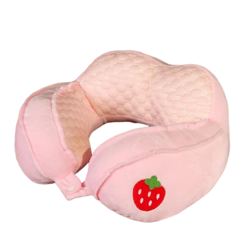 Anypack Neck Pillow Pink Strawberry Travel U-shaped Cartoon Cute Comfortable Sleep Headrest-Neck Pillow-PEROZ Accessories