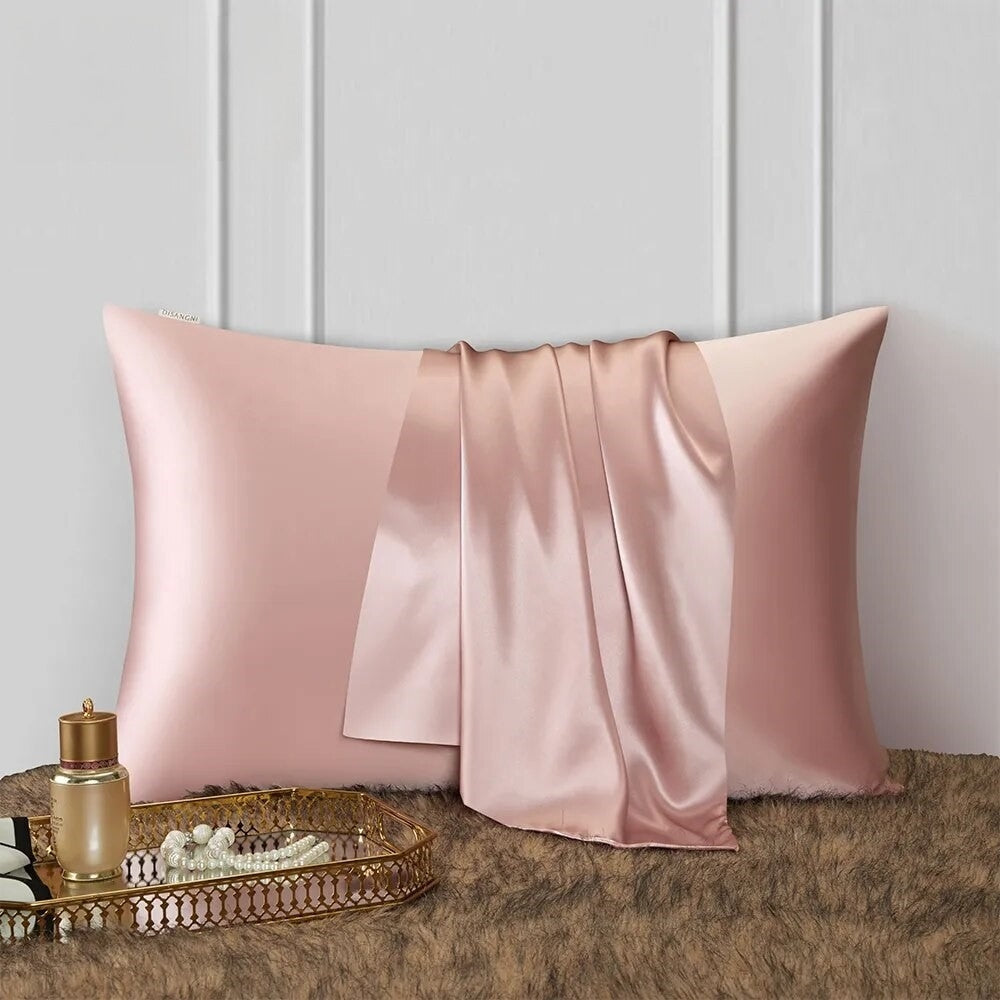 Anyhouz Pillowcase 51x66cm Pink Natural Mulberry Silk For Comfortable And Relaxing Home Bed-Pillowcases-PEROZ Accessories