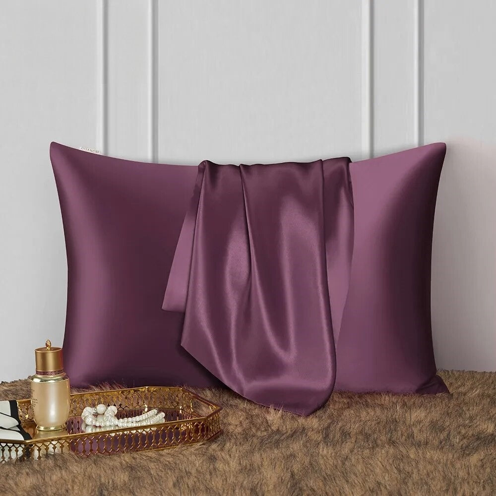 Anyhouz Pillowcase 51x66cm Purple Natural Mulberry Silk For Comfortable And Relaxing Home Bed-Pillowcases-PEROZ Accessories