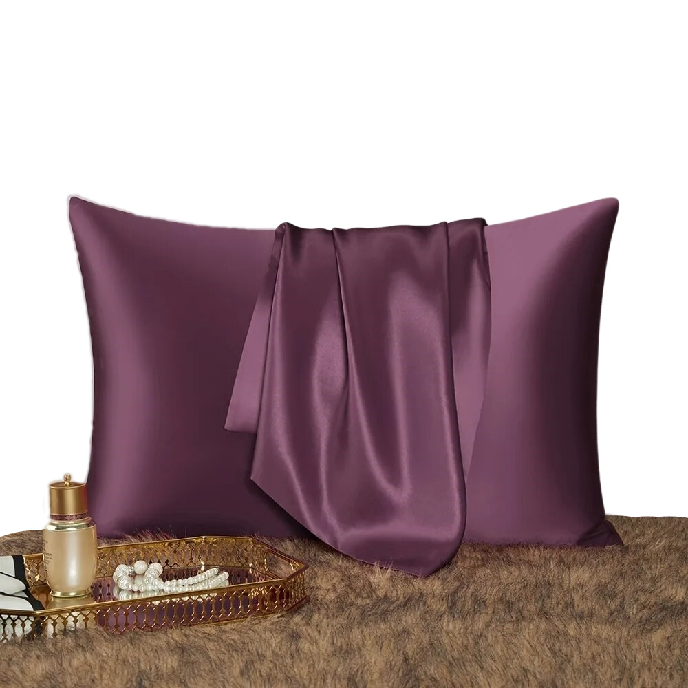 Anyhouz Pillowcase 51x66cm Purple Natural Mulberry Silk For Comfortable And Relaxing Home Bed-Pillowcases-PEROZ Accessories