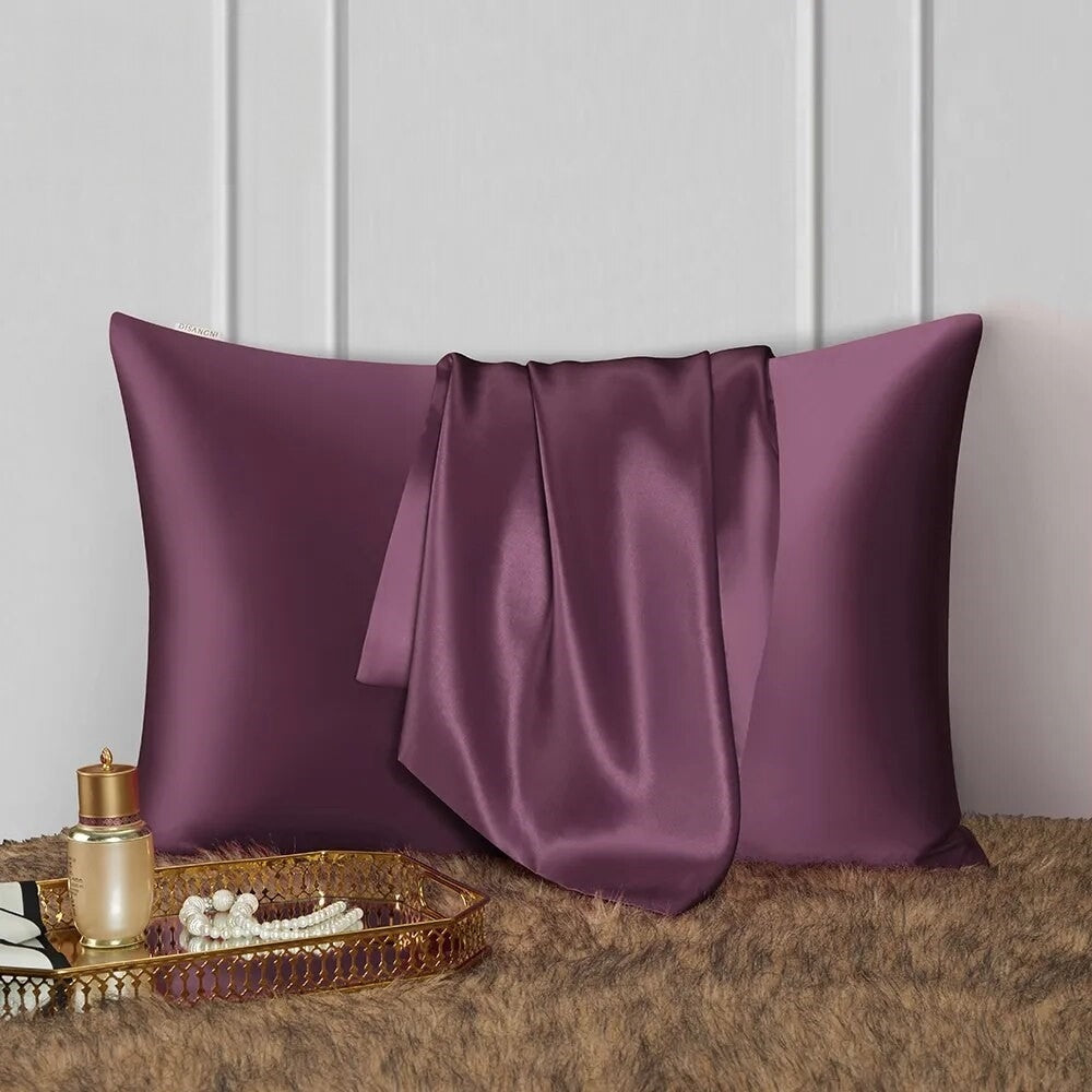 Anyhouz Pillowcase 50x75cm Purple Natural Mulberry Silk For Comfortable And Relaxing Home Bed-Pillowcases-PEROZ Accessories