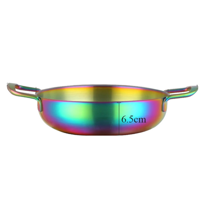 Anygleam Stock Pot Rainbow no.0-L Stainless Steel HotPot Without Lid Single-Layer Cooking Soup Noodle Sea Food Home Kitchen Restaurant Tools-Pots-PEROZ Accessories