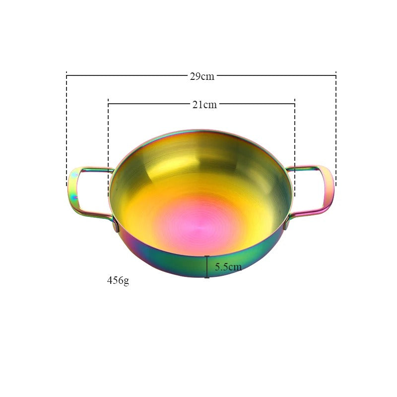 Anygleam Stock Pot Rainbow no.0-S Stainless Steel HotPot Without Lid Single-Layer Cooking Soup Noodle Sea Food Home Kitchen Restaurant Tools-Pots-PEROZ Accessories