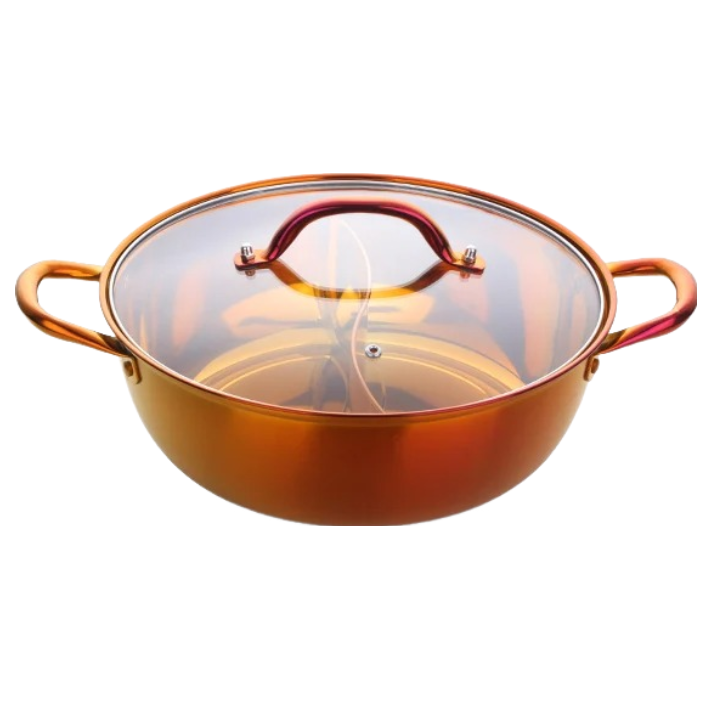 Anygleam Stock Pot Rainbow no.3 Twin Divided Stainless Steel Home Restaurant Cooking Tool Compatible Soup Kitchen Utensils-Pots-PEROZ Accessories