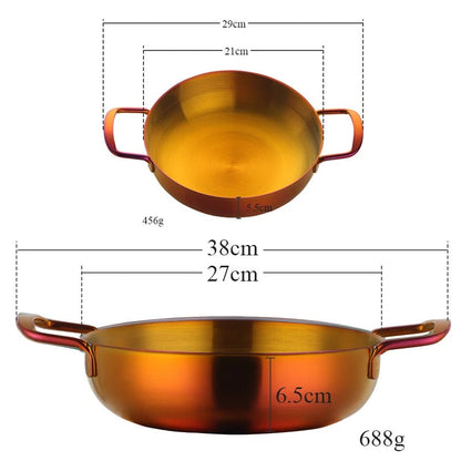 Anygleam Stock Pot 2pcs Rainbow no.3-S-L Stainless Steel HotPot Without Lid Single-Layer Cooking Soup Noodle Sea Food Home Kitchen Restaurant Tools-Pots-PEROZ Accessories