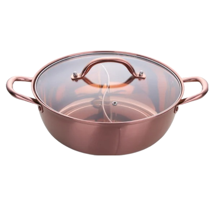 Anygleam Stock Pot Rose Gold Twin Divided Stainless Steel Home Restaurant Cooking Tool Compatible Soup Kitchen Utensils-Pots-PEROZ Accessories
