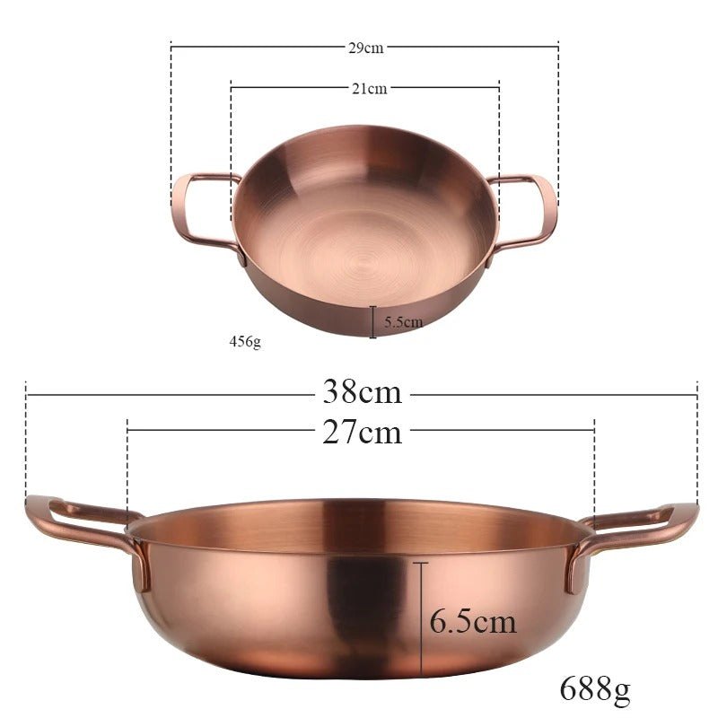 Anygleam Stock Pot 2pcs Rosegold-S-L Stainless Steel HotPot Without Lid Single-Layer Cooking Soup Noodle Sea Food Home Kitchen Restaurant Tools-Pots-PEROZ Accessories