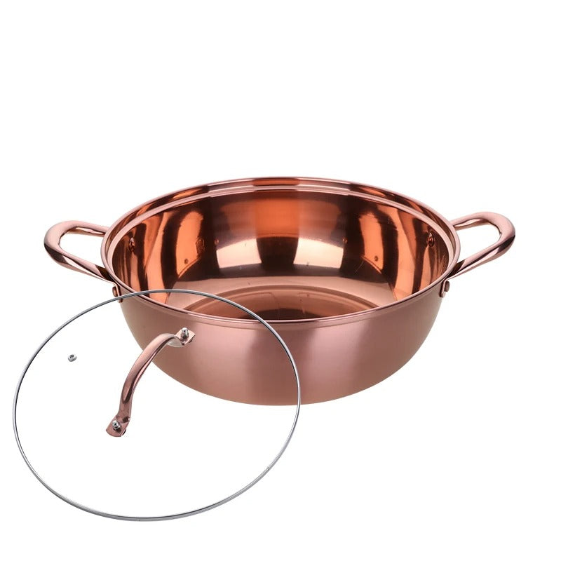 Anygleam Stock Pot Rose Gold Stainless Steel Home Restaurant Cooking Tool Single-Layer Compatible Soup Kitchen Utensils-Pots-PEROZ Accessories