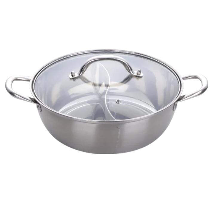 Anygleam Stock Pot Silver Twin Divided Stainless Steel Home Restaurant Cooking Tool Compatible Soup Kitchen Utensils-Pots-PEROZ Accessories