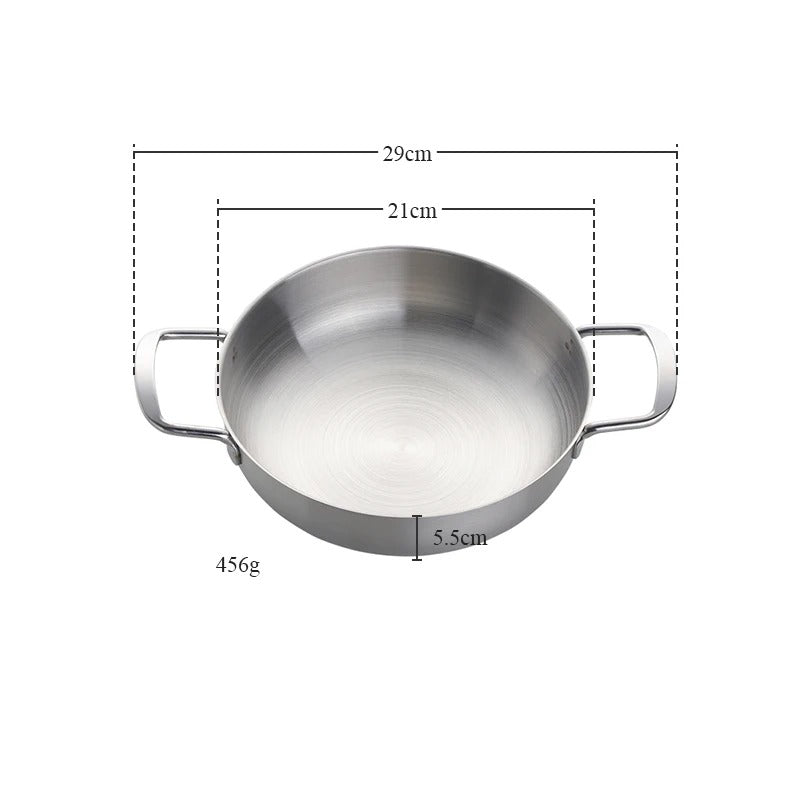 Anygleam Stock Pot Silver-S Stainless Steel HotPot Without Lid Single-Layer Cooking Soup Noodle Sea Food Home Kitchen Restaurant Tools-Pots-PEROZ Accessories