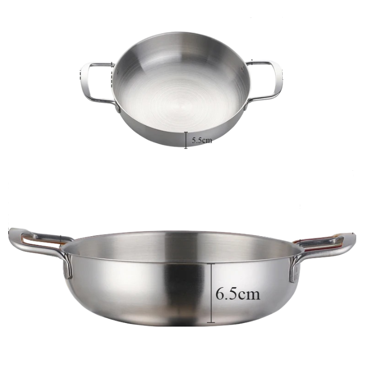 Anygleam Stock Pot 2pcs Silver-S-L Stainless Steel HotPot Without Lid Single-Layer Cooking Soup Noodle Sea Food Home Kitchen Restaurant Tools-Pots-PEROZ Accessories
