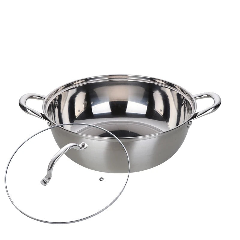 Anygleam Stock Pot Silver Stainless Steel Home Restaurant Cooking Tool Single-Layer Compatible Soup Kitchen Utensils-Pots-PEROZ Accessories