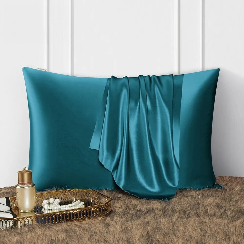 Anyhouz Pillowcase 50x75cm Teal Natural Mulberry Silk For Comfortable And Relaxing Home Bed-Pillowcases-PEROZ Accessories