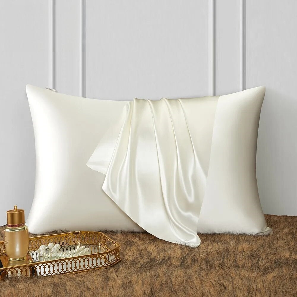 Anyhouz Pillowcase 51x66cm White Natural Mulberry Silk For Comfortable And Relaxing Home Bed-Pillowcases-PEROZ Accessories