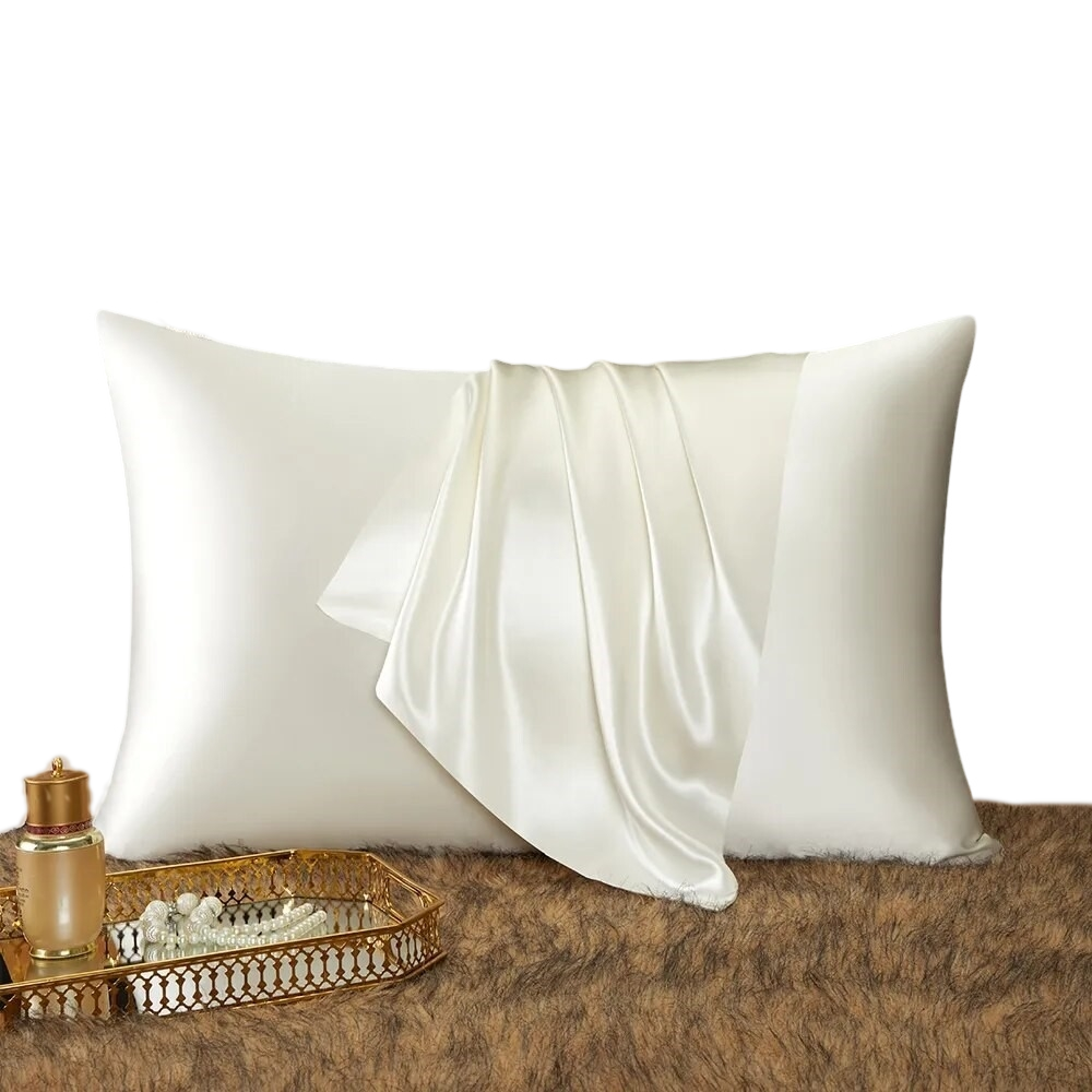 Anyhouz Pillowcase 51x66cm White Natural Mulberry Silk For Comfortable And Relaxing Home Bed-Pillowcases-PEROZ Accessories
