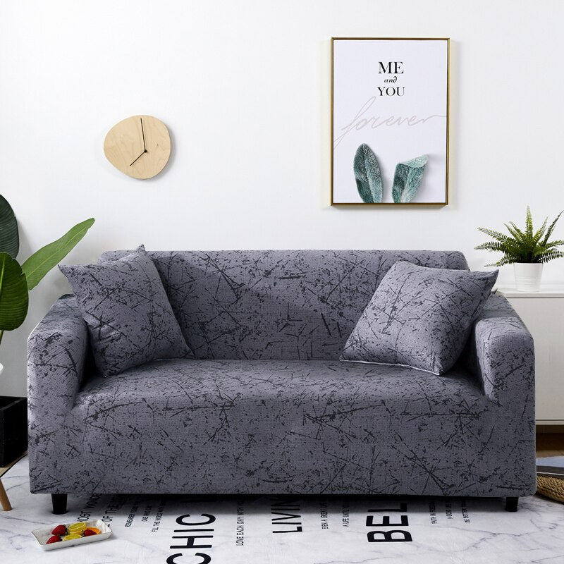 Anyhouz 1 Seater Sofa Cover Marble Gray Style and Protection For Living Room Sofa Chair Elastic Stretchable Slipcover-Slipcovers-PEROZ Accessories