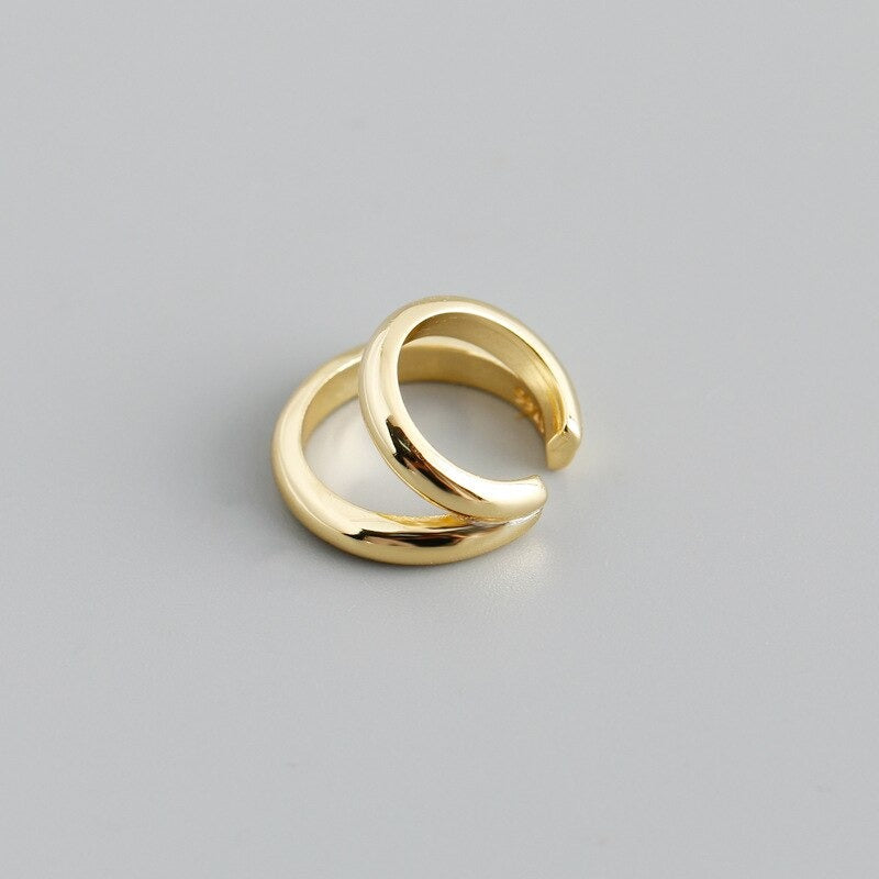 Anyco Earrings Minimalist Double Punk Gothic Ear Clip Women Men Hip Hop Ear Cuff Jewelry Gold-Earrings-PEROZ Accessories