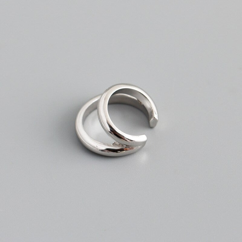 Anyco Earrings Minimalist Double Punk Gothic Ear Clip Women Men Hip Hop Ear Cuff Jewelry Sterling Silver-Earrings-PEROZ Accessories