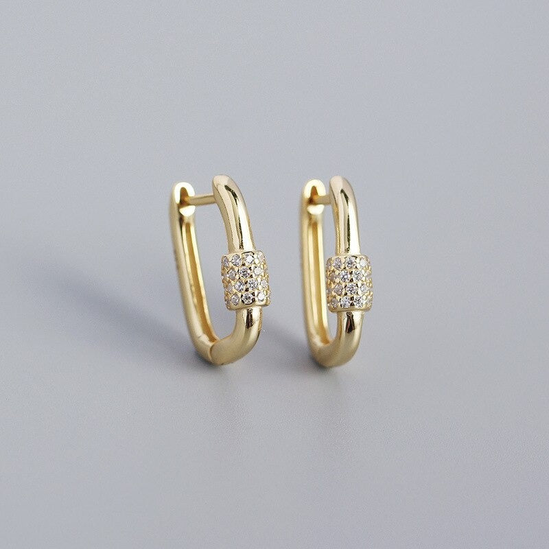 Anyco Fashion Earrings Punk Goth Lock Ear Buckle Trendy Hoop For Women Fine Jewelry Gold-Earrings-PEROZ Accessories