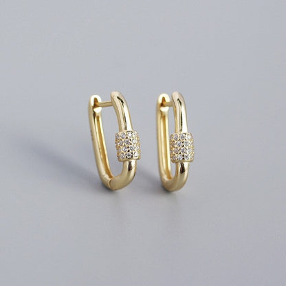Anyco Fashion Earrings Punk Goth Lock Ear Buckle Trendy Hoop For Women Fine Jewelry Gold-Earrings-PEROZ Accessories