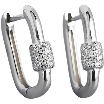 Anyco Fashion Earrings Punk Goth Lock Ear Buckle Sterling Silver Trendy Hoop For Women Fine Jewelry-Earrings-PEROZ Accessories