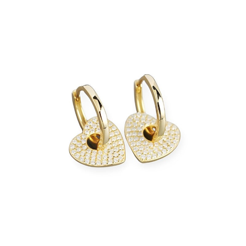Anyco Earrings Punk Rock Love Heart Huggies Pendant Women Zircon Gothic Jewelry Gold-Earrings-PEROZ Accessories