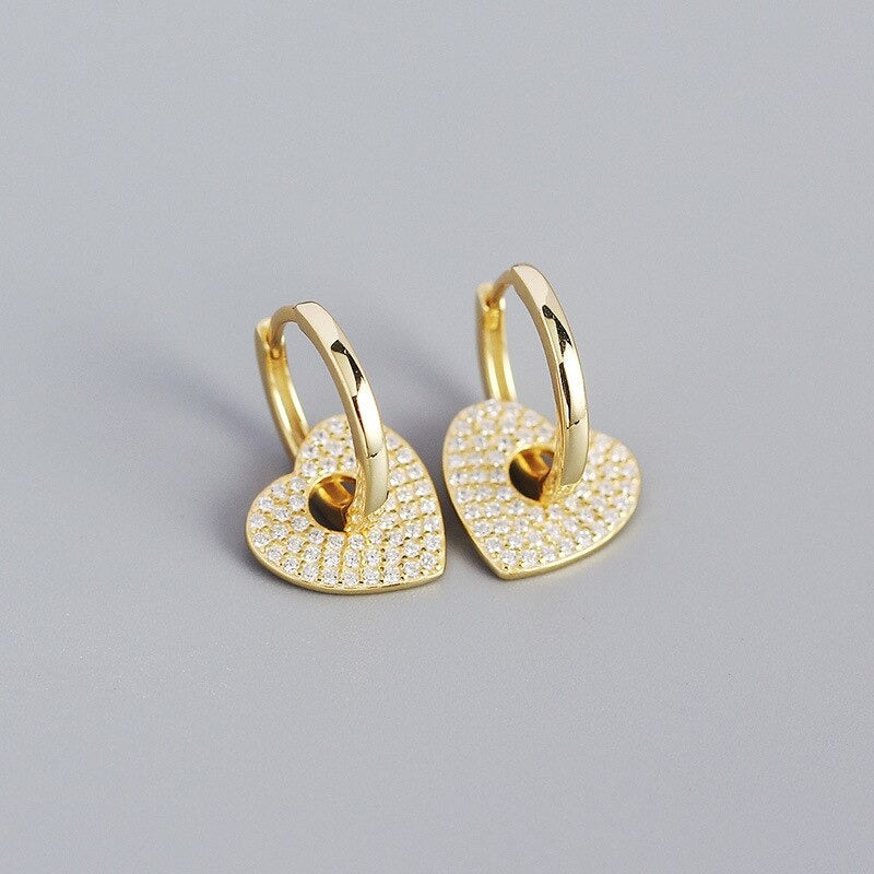 Anyco Earrings Punk Rock Love Heart Huggies Pendant Women Zircon Gothic Jewelry Gold-Earrings-PEROZ Accessories