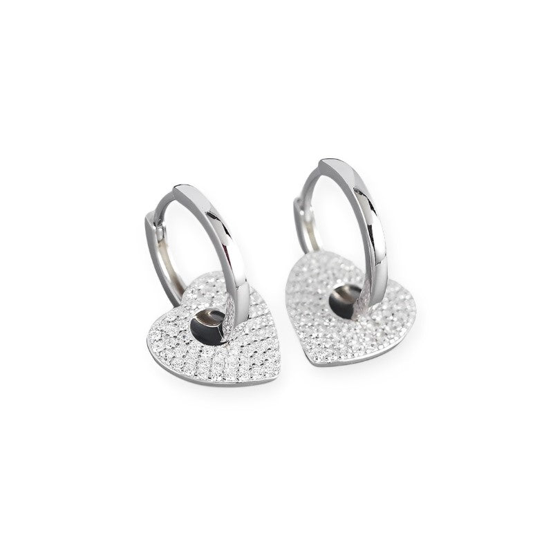 Anyco Earrings Punk Rock Love Heart Huggies Pendant Women Zircon Gothic Jewelry Sterling Silver-Earrings-PEROZ Accessories