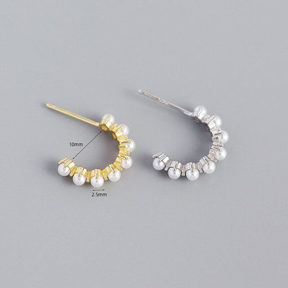 Anyco Stud Fashion Earrings Simple Bohemian Pearl Women Goth Hip Hop Piercing Hoop Jewelry Gold-Earrings-PEROZ Accessories