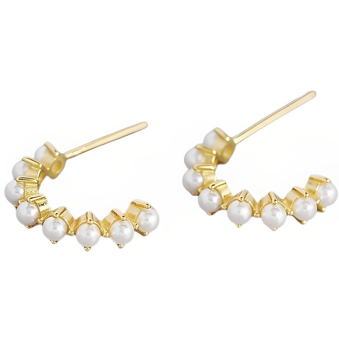 Anyco Stud Fashion Earrings Simple Bohemian Pearl Women Goth Hip Hop Piercing Hoop Jewelry Gold-Earrings-PEROZ Accessories