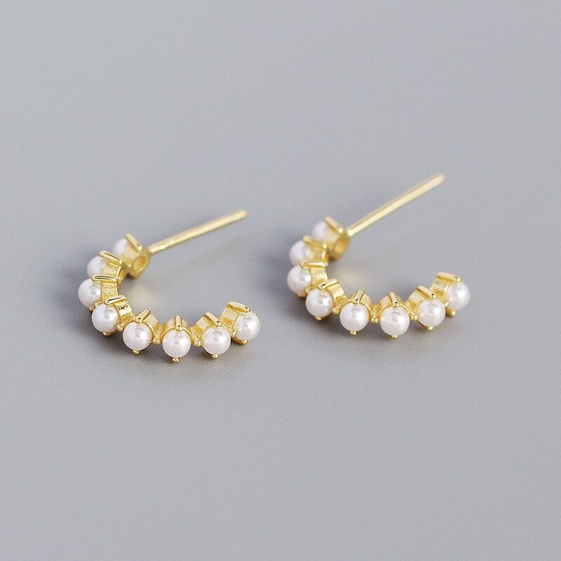 Anyco Stud Fashion Earrings Simple Bohemian Pearl Women Goth Hip Hop Piercing Hoop Jewelry Gold-Earrings-PEROZ Accessories