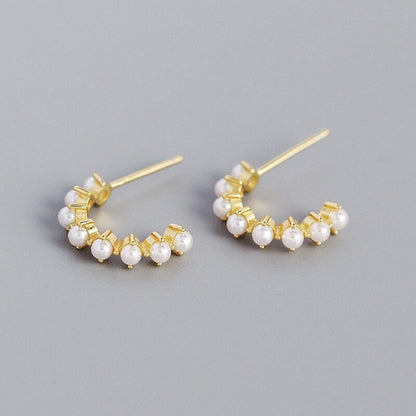 Anyco Stud Fashion Earrings Simple Bohemian Pearl Women Goth Hip Hop Piercing Hoop Jewelry Gold-Earrings-PEROZ Accessories