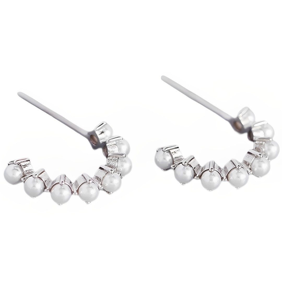 Anyco Stud Fashion Earrings Simple Bohemian Pearl Women Goth Hip Hop Piercing Hoop Jewelry Sterling Silver-Earrings-PEROZ Accessories