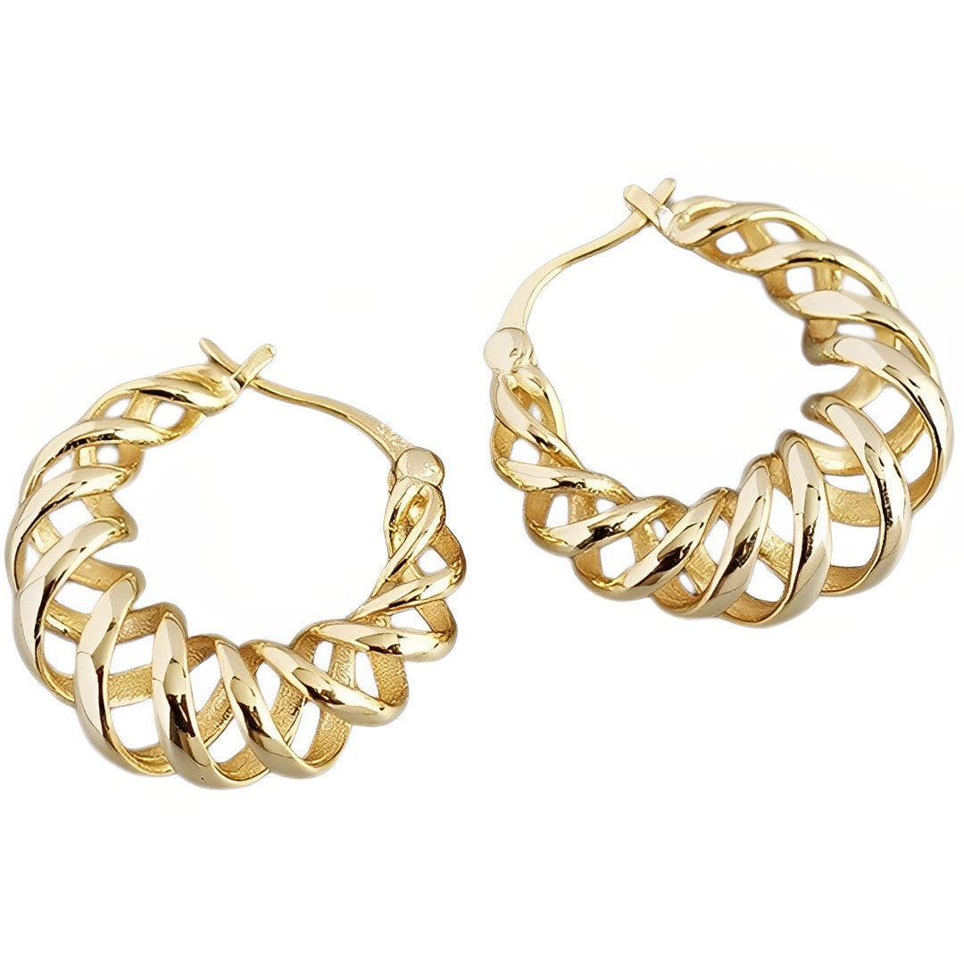 Anyco Earrings Hip Hop Punk Hollow Twisted Unique Exaggerated Hoop Piercing For Women Jewelry Gold-Earrings-PEROZ Accessories