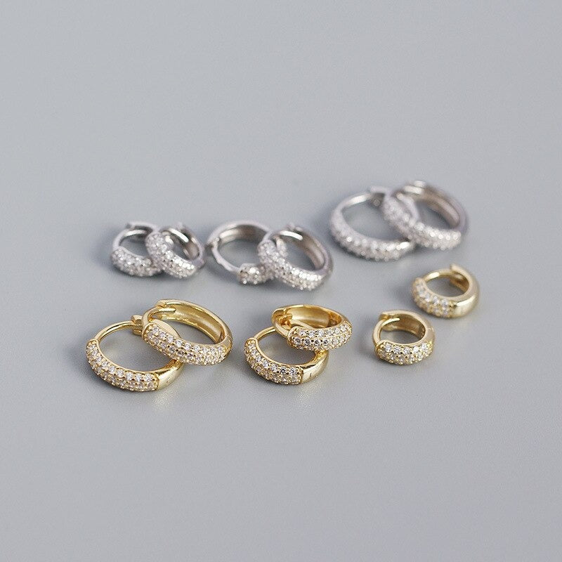 Anyco Earrings Luxury Zircon Punk Circle Hoop Bohemian Piercing Ear Buckle For Women Accessories 6MM Gold-Earrings-PEROZ Accessories