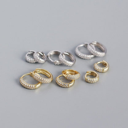 Anyco Earrings Luxury Zircon Punk Circle Hoop Bohemian Piercing Ear Buckle For Women Accessories 6MM Gold-Earrings-PEROZ Accessories