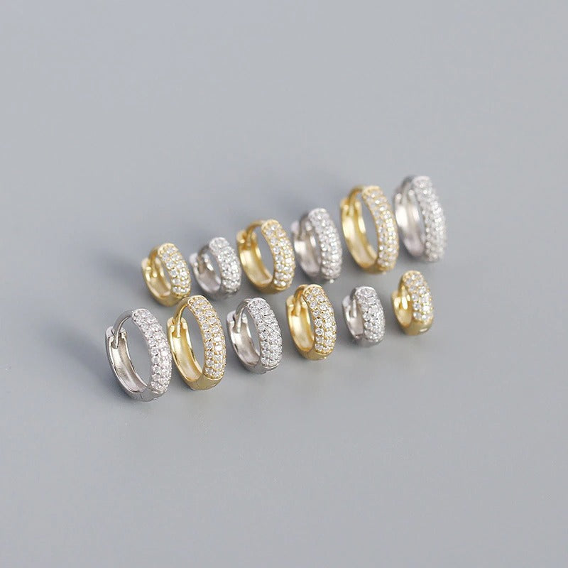 Anyco Earrings Luxury Zircon Punk Circle Hoop Bohemian Piercing Ear Buckle For Women Accessories 8MM Gold-Earrings-PEROZ Accessories