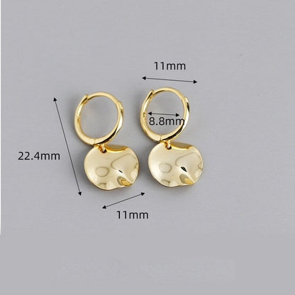 Anyco Earrings Gold Plated Minimalist Geometric Round Uneven Stud For Women Teen Girl Elegant Perfect Fashion Stylish Accessories Jewelry Gifts-Earrings-PEROZ Accessories