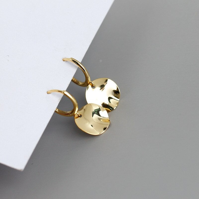 Anyco Earrings Gold Plated Minimalist Geometric Round Uneven Stud For Women Teen Girl Elegant Perfect Fashion Stylish Accessories Jewelry Gifts-Earrings-PEROZ Accessories