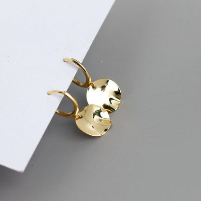Anyco Earrings Gold Plated Minimalist Geometric Round Uneven Stud For Women Teen Girl Elegant Perfect Fashion Stylish Accessories Jewelry Gifts-Earrings-PEROZ Accessories