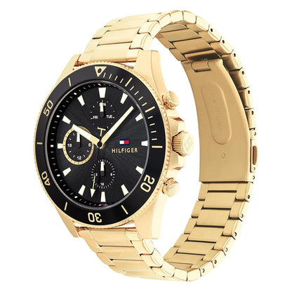 Tommy Hilfiger Ionic Thin Gold Plated 2 Steel Black Dial Men&
