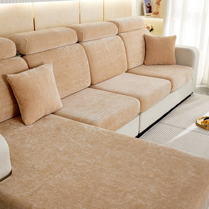 Anyhouz Sofa Cover Coffee L-Shape Polyester Chenille Thick Stretchable Cushion For Living Room Enlarge Size Medium-Slipcovers-PEROZ Accessories