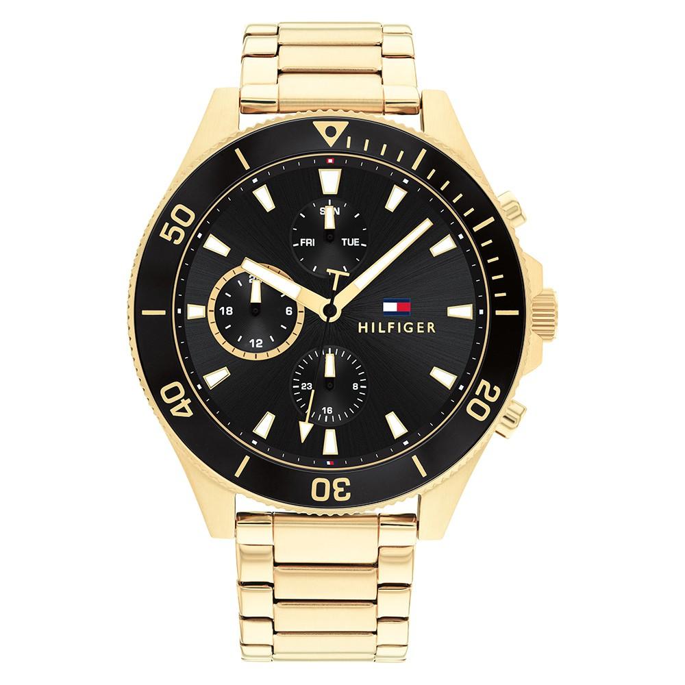 Tommy Hilfiger Ionic Thin Gold Plated 2 Steel Black Dial Men&