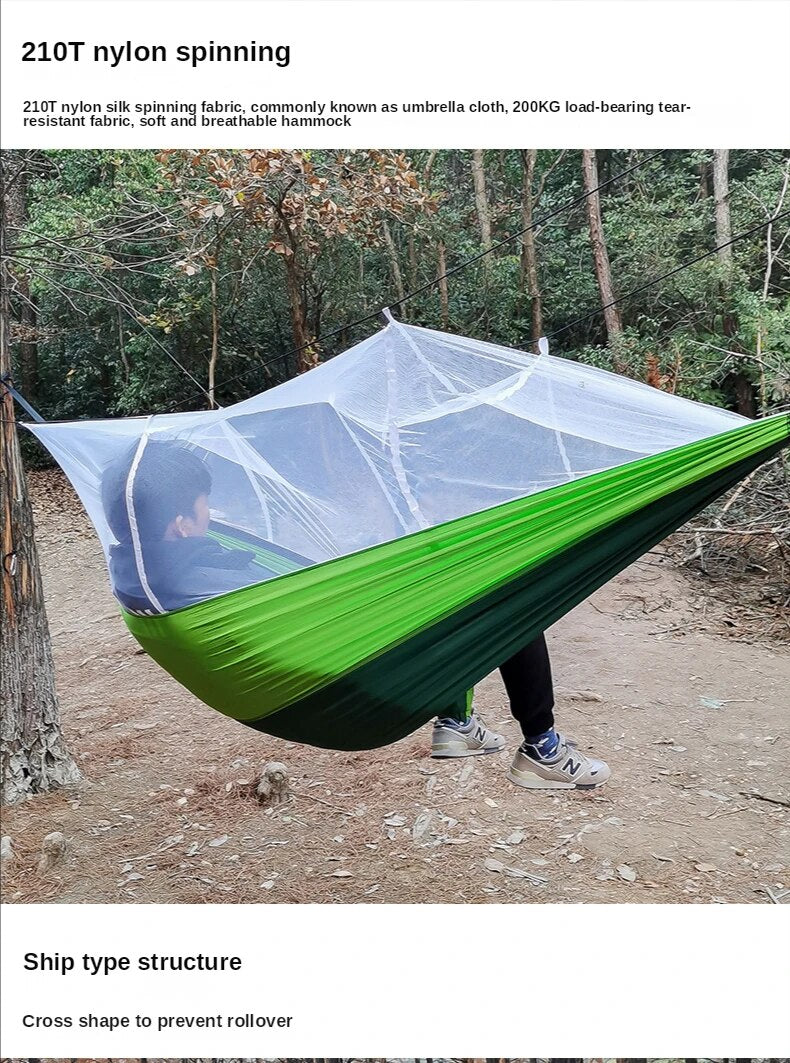 Anypack Camping Swing Chair Green Outdoor Mosquito Net Hammock Anti-Mosquito Nylon Parachute Cloth Indoor Swing Chair Portable Camping Supplies-Camping Essentials-PEROZ Accessories