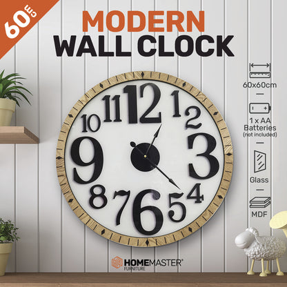 Home Master Wall Clock Large Modern Design Stylish Glass Surface 60cm-Home &amp; Garden &gt; Wall Art-PEROZ Accessories